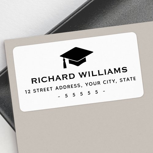 Graduation cap return address label