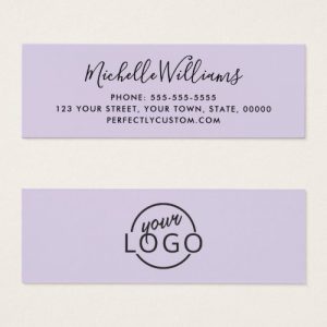 Light lavender purple add logo mini business cards
