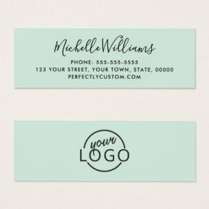 Light mint green add logo feminine business cards