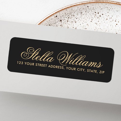 Romantic dark gray calligraphy script address label