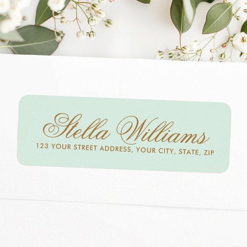 Romantic light mint calligraphy script address label