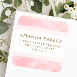 Soft pink watercolor return address labels