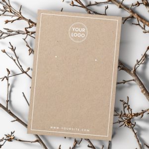Add logo white border Kraft earring display card