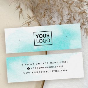 Aqua blue water color stud earring display card