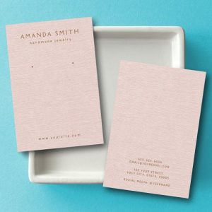 Blush pink linen look earring display card