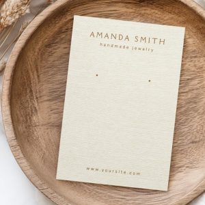 Cream off-white linen look earring display card