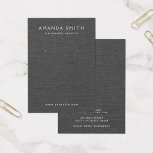 Dark gray linen look earring display card