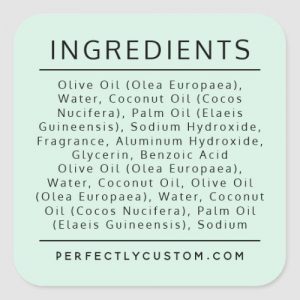 Light mint green ingredient list product label