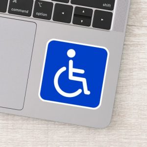 Blue disabled symbol, square with rounded corners sticker