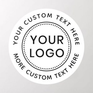 Custom logo and circular text white or any color wall decal