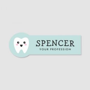 Cute tooth family dentist dental clinic name tag