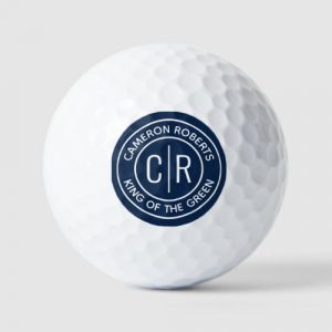 Dark blue monogram initials name and custom text golf balls