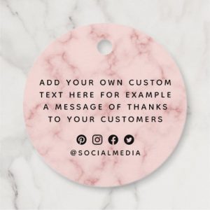 Logo message social media light pink marble tags