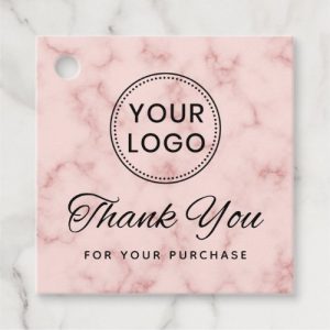 Logo social media pink marble thank you hang tags