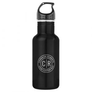 Modern minimal monogram initials monogrammed stainless steel water bottle