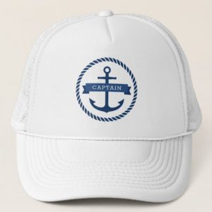 Nautical anchor rope border captain on banner trucker hat