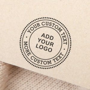 Custom logo company business dotted border self-inking stamp
