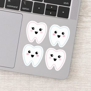 Cute kawaii tooth vinyl decal stickers