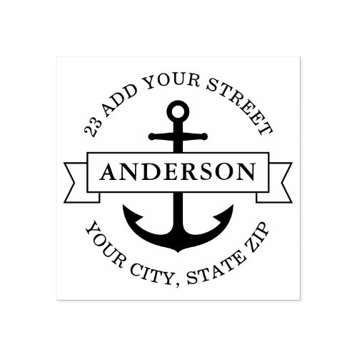 Elegant anchor and banner nautical return address rubber stamp - Image 2