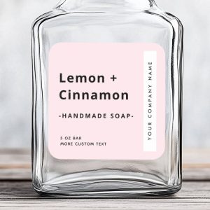 Modern minimal square light pink product label