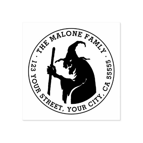 Old witch Halloween return address Rubber Stamp - Image 2