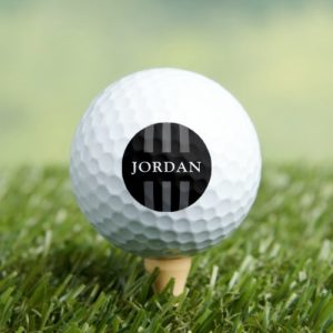 Elegant dark lines modern monogrammed black golf balls