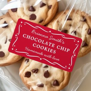 Festive border red Christmas kitchen baking Label