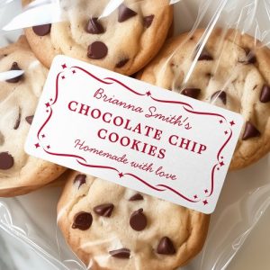 Festive white red kitchen baking cooking label