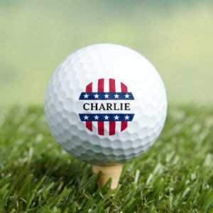Stars and stripes red blue white name patriotic golf balls
