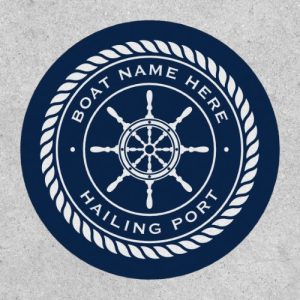 Boat name and hailing port nautical ship's wheel patch