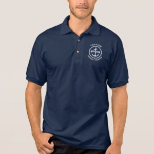 Custom captain anchor rope border boat name polo shirt