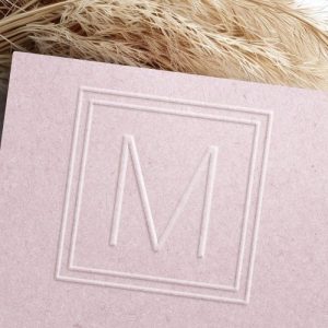 Modern minimal monogram initial embosser with square double border