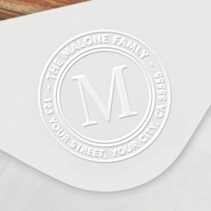 Modern minimal monogram return address embosser