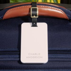 Customizable modern minimal light muted pink luggage tag