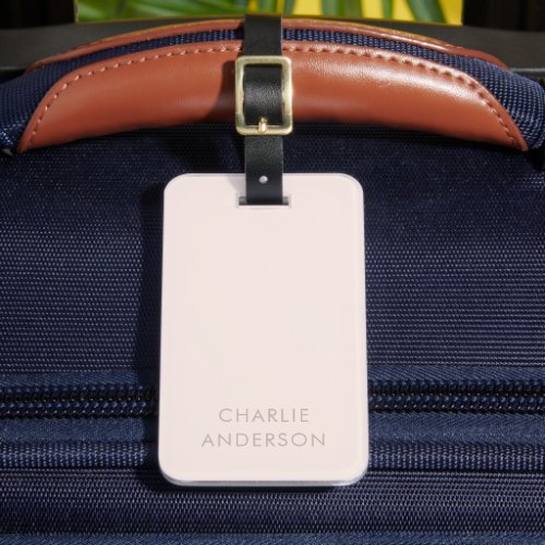 Customizable modern minimal light muted pink luggage tag