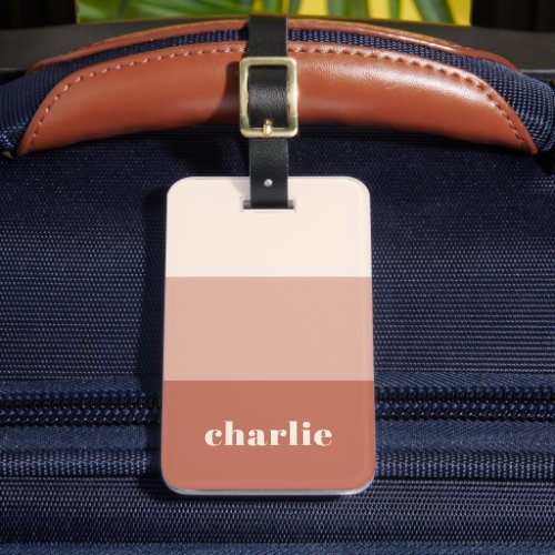 Modern minimal terracotta and cream stripes luggage tag