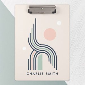 Retro abstract geometric art with lines, arches and circles clipboard