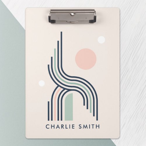 Retro abstract geometric art with lines, arches and circles clipboard