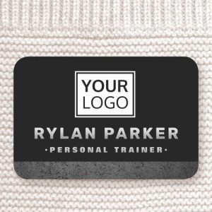 Masculine rough dark concrete border logo black name tag