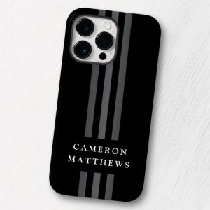 Elegant dark lines modern monogrammed black Case-Mate iPhone case