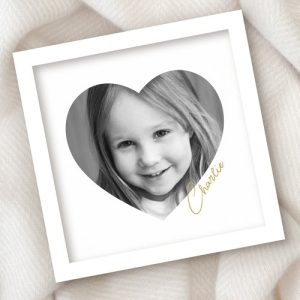 Elegant minimal heart photo with name silver gold foil prints