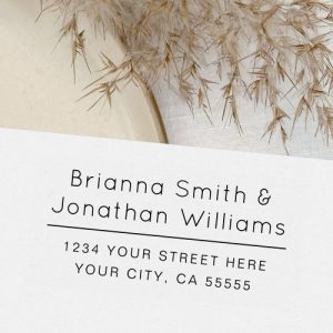 Modern elegant couple's names return address rubber stamp