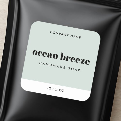 Modern minimal sea green square product label