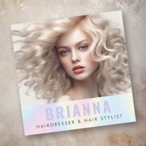 Pastel rainbow trendy modern minimal photo square business card