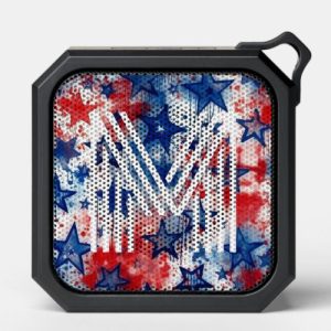 Graffiti stars blue white red monogram initial bluetooth speaker