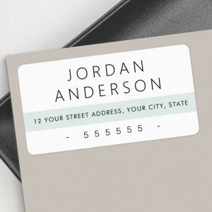 Modern pale sea green line white return address label