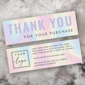 Pastel rainbow custom logo thank you insert card
