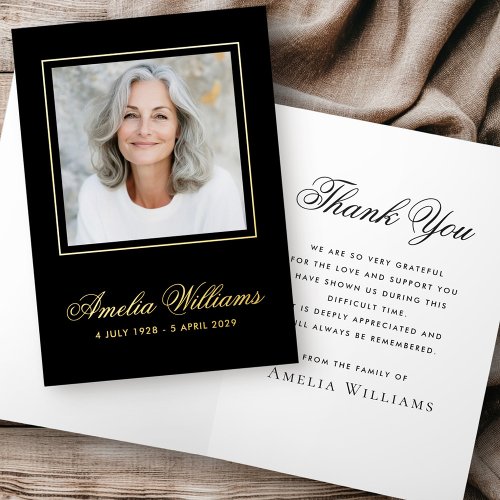Photo sympathy bereavement real foil thank you foil greeting card