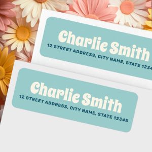 Retro aqua blue return address label