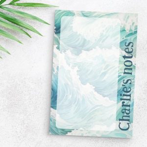 Watercolor blue waves custom name post-it notes